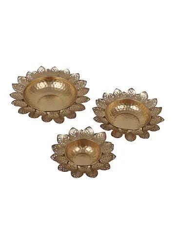 Amaya Decors Set of 3 Flower Cut Urli