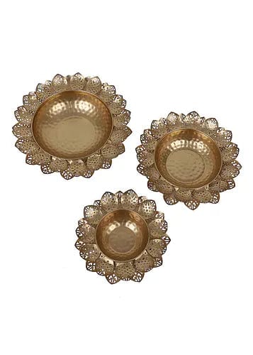 Amaya Decors Set of 3 Flower Cut Urli