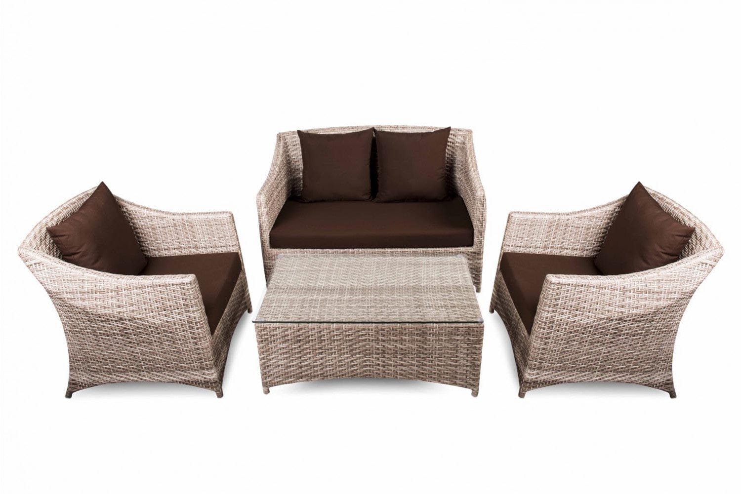 Dreamline Garden Balcony Sofa Set (2 Seater, 2 Single Seater, 1 Center Table Set, Light Brown)