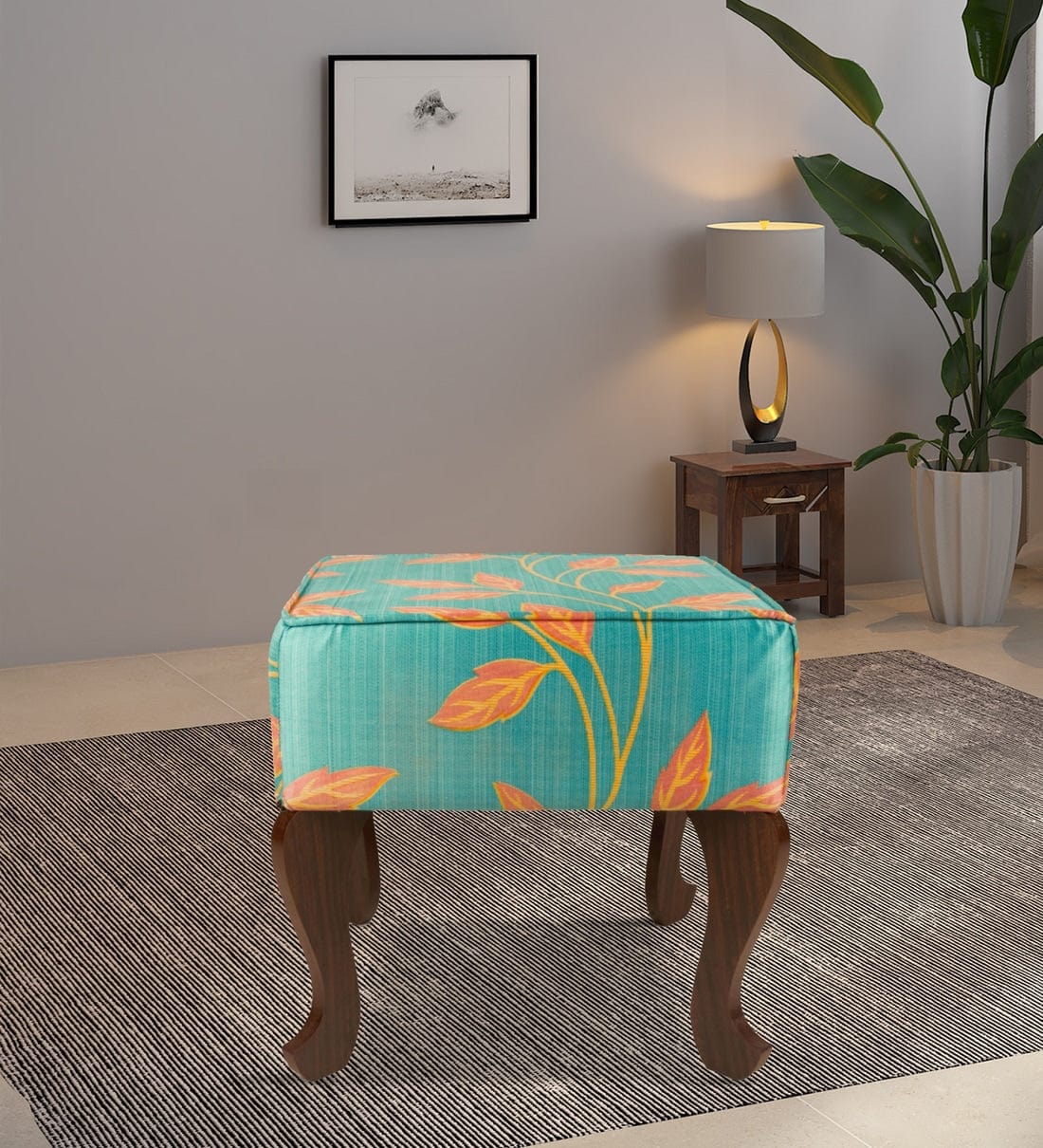 Raytrees Home Wooden Square Seating Ottoman