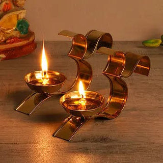 Akhand Jyoti Om Brass Diya (Set of 2)